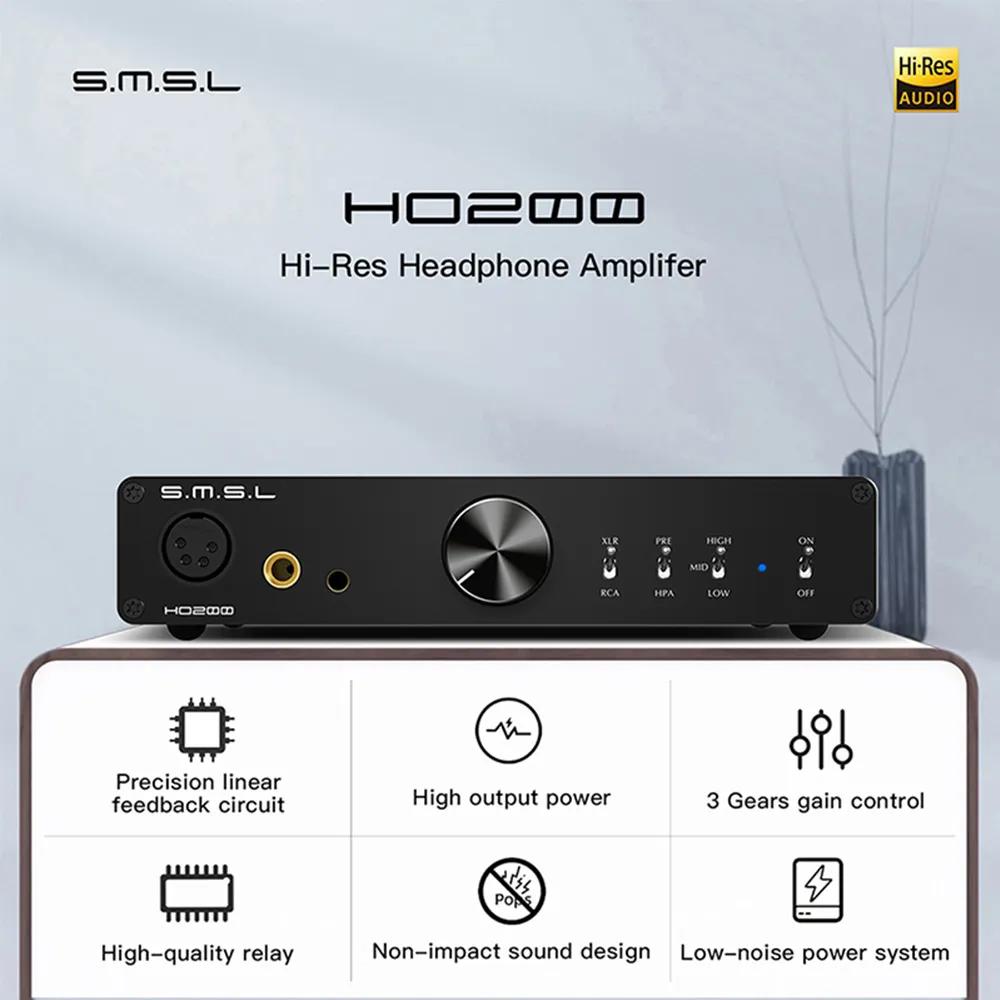 SMSL HO200 HiRes 밸런스드 헤드폰 DAC 앰프, 프리앰프 증폭, 6.35mm 헤드폰 출력, 싱글 엔드 RCA 프리 아웃